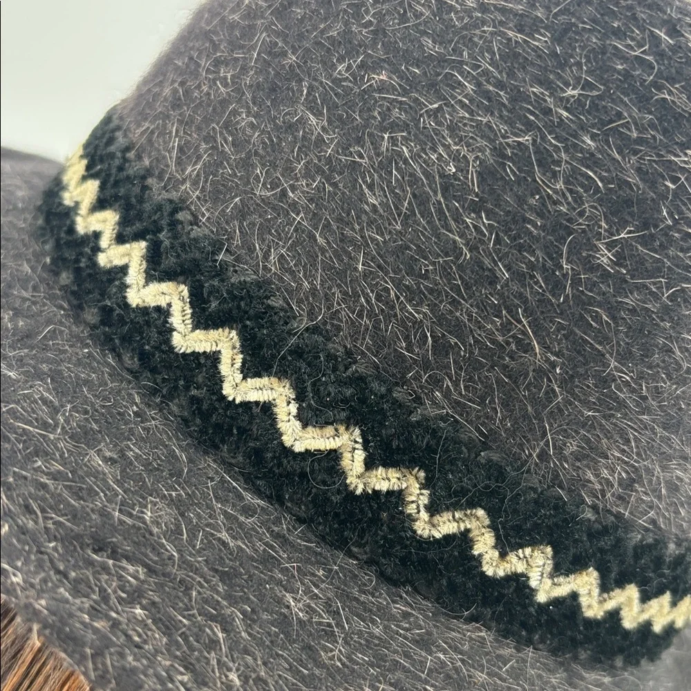 Vintage 60s Hipster Streetwear Gladiator Feathers Merino Wool Fur Fedora Hat - Picture 6 of 16